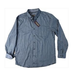 💕Johnston & Murphy Men’s button-up shirt in a blue & black check pattern - Large